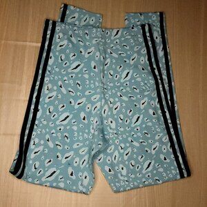 Adidas Essentials Womens New Green 3 Stripe Animal Print Leggings